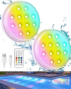Pool Lights, 2024 Upgraded Rechargeable Submersible LED Lights with Remote, 16 Colors IP68 Waterproof Underwater Light for Inground Pool Above Ground, Aquarium, Hot Tub by Ueyake
