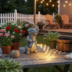 Lavezee Solar Garden Decor Dog Statues Outdoor, Dog Garden Statue 9.8‘’ for Yard Decorations Outdoor, Ideal Gifts for Mom Dad Dog Lovers Birthday Housewarming Present - Image 5