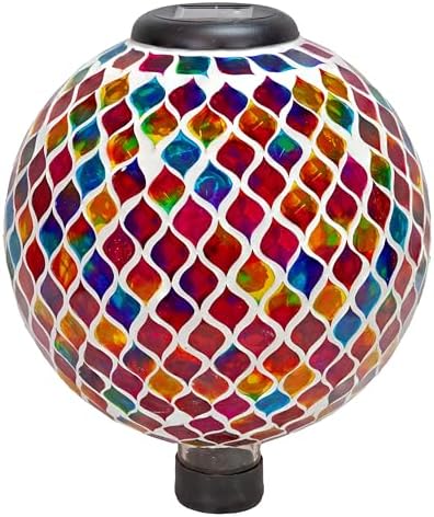 Sunnydaze Summer Trellis 10” Glass Solar Gazing Ball for Garden and Black 11.5” H Decorative Scroll Steel Gazing Ball Stand - Image 2