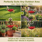 3 PCS Metal Bird Bath with Flower Garden Stakes for Outdoor Yard Patio - Image 5