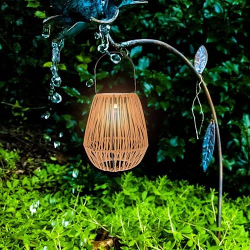 BETOOKY Outdoor Solar Lantern Rattan Hanging Garden Light Solar Powered LED Decorative Lamp for Patio Yard Outdoor Lighting - Image 6