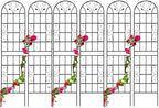 6 Pack Metal Garden Trellis 86.7" Tall Outdoor Climbing Plant Support for Roses, Flowers, Rustproof Durable Black Galvanized Tube, Lawn Garden Fence Decor Screen, 86.7" H by Sybrioka