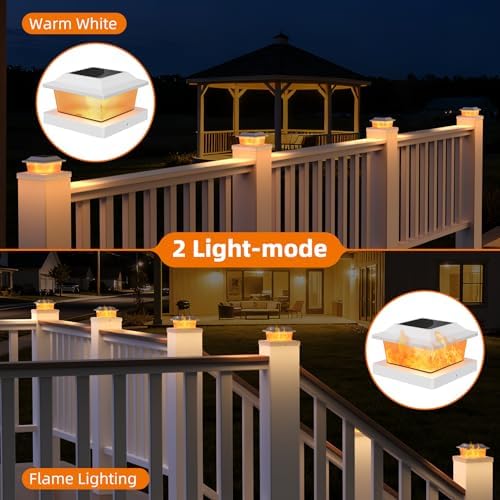 Solar Post Cap Lights, White, 4x4/5x5, 6-Pack - Image 3
