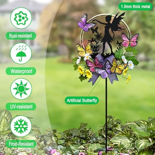 Solar Lights Fairy Garden Decor,Fairy & Butterfly Yard Decorations Outdoor - Image 2