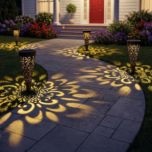 Hoikwo 4 Pack Hollow Out Solar Lights Outdoor Waterproof by Hoikwo