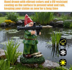 Large Garden Gnome Statue with Guns, Solar Military Army Soldier Guardian Hunter Gnome Garden Decoration Figurine Lights Porch Decor Valentine's Day Men Gift Scale War Combat Guards Patriotic Dwarves - Image 4