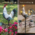 TERESA'S COLLECTIONS Garden Decor with Solar Outdoor Lights, White Rooster Yard Art Sign for Outside, 39.4'' Metal Weathervane Decorative Garden Stake for Outdoor Decor, Lawn, Gifts for Fathers Day - Image 5