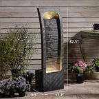 Bumilgar Indoor Water Fountain Curved Faux Slate Outdoor Waterfall Fountains Floor Standing Tiered Rock with LED Lights and Pump for Garden, Backyard, Deck, Patio, Porch and Home Art Decor - Image 5