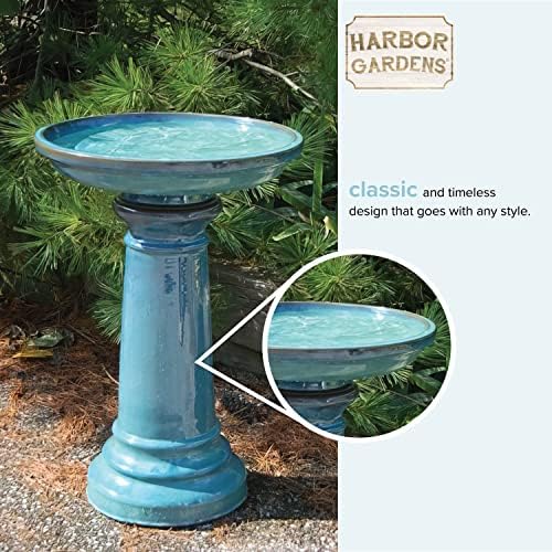 GP0110ES Harbor Gardens Bird Bath, 24 Inch, Light Blue - Image 6