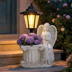 Solar Angel Outdoor Garden Statues with Lantern & Flower Pot by YEPOTUE