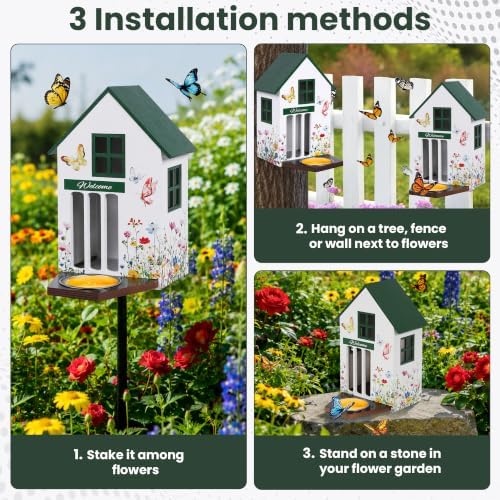 Butterfly House and Feeder for Outside with Metal Stake - Image 2