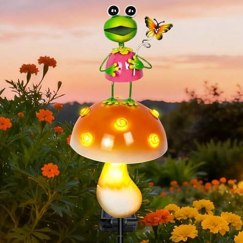 ostritec Solar Garden Lights Outdoor, Frog Mushroom Stake Light, Waterproof by OSTRITEC