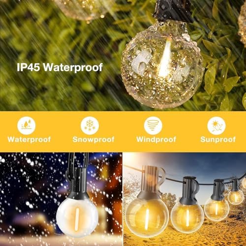 String Lights for Outside 150FT,Dimmable Waterproof Outdoor String Lights with 75+2 Shatterproof G40 Globe Bulbs Connectable LED Patio Lights, Commercial Hanging Lights for Christmas Backyard Party - Image 3