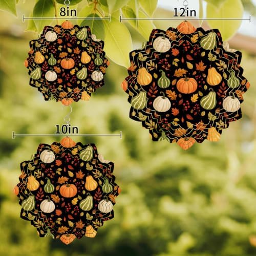 12 Inch Fall Thanksgiving Wind Spinner for Yard and Garden,Pumpkins Red Berries Maple Leaves Black Hanging Ornaments Outdoor 3D Kinetic Wind Sculpture Spinners Indoor Outdoor Patio Décor Gift - Image 3