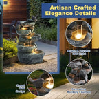 5 Tiers Cascading Rock Outdoor Water Fountain with Bird Decor - Image 3