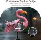 Pink Flamingo Lawn Light Garden Decor Solar Lights, for Yard Outdoor Decorations Ground Inserted Outdoor Waterproof Garden Lamp with Crackle Glass Ball LED (Warm White) - Image 5