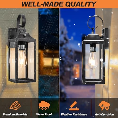 Dusk to Dawn Outdoor Wall Lights 15Inch Black 2 Pack - Image 6