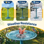 VIVOHOME Bird Bath with Solar Fountain for Outside, Pedestal, Blue - Image 3
