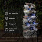 Large Cascading Outdoor Fountain Ground-Standing Fountain Fantastic Design Equipped with LED Lights, Suitable for Gardens Patios Porches and Swimming Pools,Illuminated-Rock - Image 3