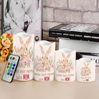 Rabbit Flameless Light Candles with Remote Timer Battery Operated Candles Color Changing Fake Pillar Candles Tea Lights Home Mothers Day Decorations - Image 4