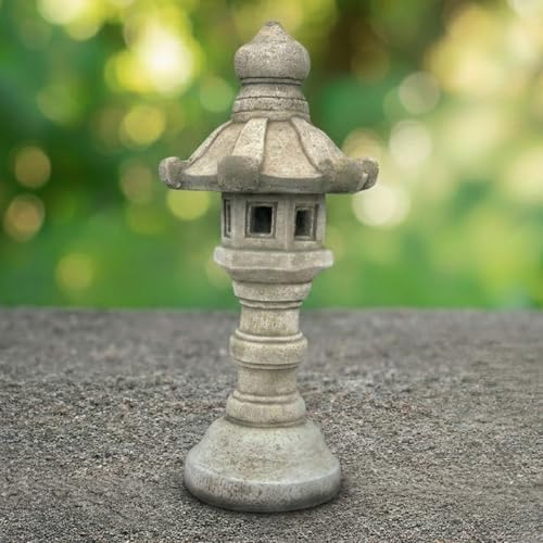 OLOMA Concrete Japanese Pagoda Lantern Garden Statue Outdoor Sculpture Cement Zen Lantern Figurine Patio Decor Yard Ornament Lawn Accent Landscape Lantern lover gift by OLOMA