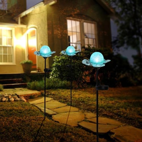Afirst Solar Garden Stake Light, Hand Blown Glass Turtle for Yard Decor - Image 2