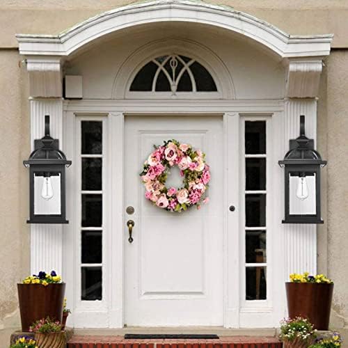 Darkaway Outdoor Lights Fixtures Wall Mount, Large 22inch Outdoor Wall Sconce Lights with Seeded Glass Waterproof Outside Exterior Lights Fixture for House Front Porch Patio （Large, Black） - Image 2