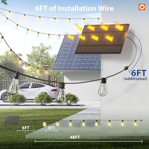 addlon 54FT(48FT+6) Solar String Lights Outdoor, Waterproof, Last 20+ Hrs - Image 6