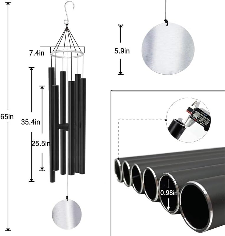 Wind Chimes Wind Chimes for Outside Deep Tone Memorial Sympathy WindChimes with 6 Tuned Tubes Gifts(65) - Image 2