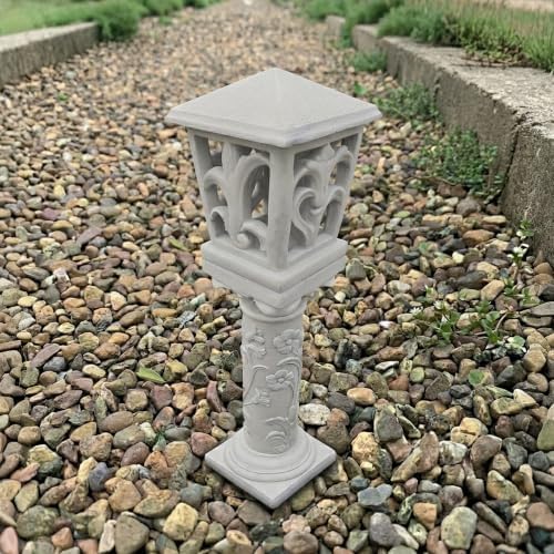OLOMA Japanese Lantern Decorative Concrete Garden Statue Outdoor Pagoda Decor Stone Asian Zen Lightplace Sculpture Landscape Ornament Courtyard Patio Entryway Decor - Image 3