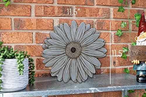 Magnolia Garden Gray Daisy Garden Stepping Stone, 12 Inch Resin Outdoor Decorative Stone with Dimensional Daisy Relief Design, Neutral Floral Garden & Walkway Décor - Image 2