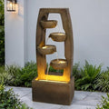 37.6'' Outdoor 4-Bowl Rock Water Fountain with Lights and Pump,Multi Tier Cascading Waterfall Resin Garden Fountain,Floor Standing Waterfall Feature for Patio Yard Porch Landscape by Unknown