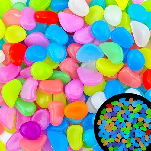 500PCS 1-1.2" Glowing Rocks Luminous Pebbles Glow in The Dark Rocks Luminous Stones for Driveway Walkway Potted Plants Fish Tank by KaiyuanDynasty