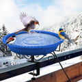 Heated Bird Bath for Outdoors Deck Railing, 100W Heated Birdbath, Blue by LOVPPY
