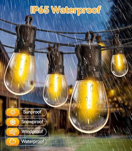 Outdoor String Lights Patio LED - Light Outside Waterproof S14 Porch Lighting Edison Plastic Bulb Pergola Hanging Balcony Connectable Backyard Yard Gazebo Party Garden Bistro 60M 200FT - Image 4