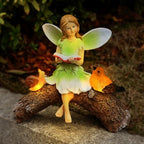 Garden Flower Fairy Statue Decor-Solar Outdoor Fairy Statues-Garden Fairy Outdoor Snail,Bird Figurines Decoration for Outside Patio Lawn Yard,Fairies Ornaments Gifts,Tall 8.4 Inches by Yiosax