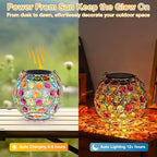 Uspring 2 Pack Red & Blue Crystal Mosaic Solar Lanterns Outdoor Waterproof Decorative Hanging Solar Lights for Outside - Image 5