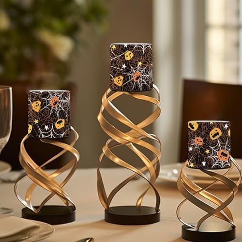 4 Pack Halloween Flickering Flameless Candles with Timers Battery Operated LED Candles with Remote Tea Lights for Trick or Treat Party Home Decorations, Pumpkin Spider Web - Image 4