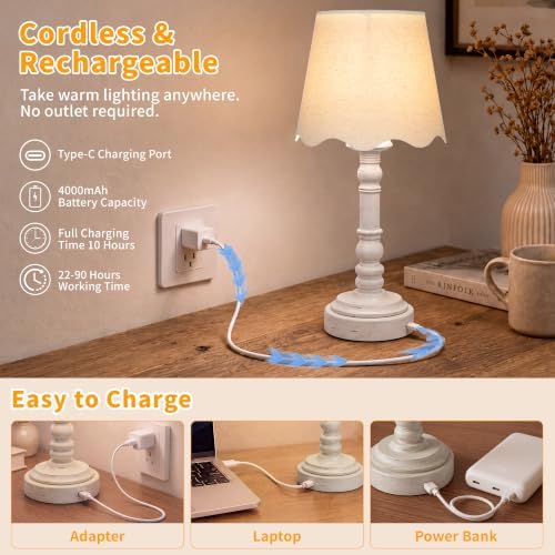 ShineTech 14" Small Table Lamps for Bedroom Rechargeable Cordless, Set of 2 - Image 3
