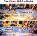 Santa Watering Can Solar Light with Ground Stake, 2027 New Christmas Solar Kettle Lights Garden Lawn Decorative Lights Santa Kettle Ground Lamp Solar LED Night Lights Outdoor Garden Decor, Colorful*2 - Image 3