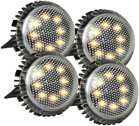 4 Pack Solar Ground Lamps, Outdoor Disc Lights, Black by Ifundom