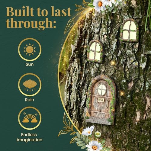 Fairy Doors for Trees with Glow in the Dark Mushrooms, Fairy Door, Fairy Garden, Fairy House Kit, Fairy Garden Accessories Outdoor kit, Fairy Doors for Trees Outdoor, Fairy Doors - Image 5