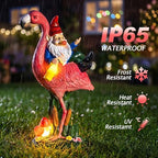 Candieslife Middle Finger Gnome Riding Flamingo 13in, Funny Garden Statue Solar Powered Outdoor Yard Decor with LED Beer Bottle & Mushrooms, Waterproof Naughty Lawn Ornament Gag Gift for Patio, Porch - Image 3