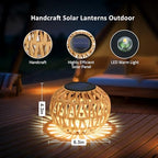 4 Pack Outdoor Solar Lanterns, Waterproof Rattan Solar Powered Lamp Decorative, Solar Garden Lights Birthday Gifts for Women, Outside Solar Lights for Yard, Pathway, Patio,Porch, Lawn Decor - Image 2