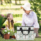 Flower Texture Garden Tool Bag Tote for Men Women Multiple Pockets Wide Mouth Heavy Duty Waterproof Tool Organizer Bag for Outdoor Lawn Yard Portable Gardening Storage With Elasticbands - Image 5