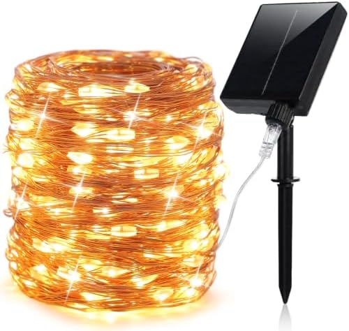 200FT 600LEDs Fairy Lights Solar Powered,Gold Wire,Warm White by ZELUXDOT