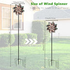 VEWOGARDEN Wind Spinners Outdoor with 2 Blades, Metal Kinetic Wind Spinner with Flower Design for Yard Garden Lawn Decorations - Image 3