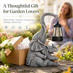 Candieslife Solar Elephant Garden Statue with Lantern, Outdoor Resin Elephant Figurine Lights for Yard Patio Porch Lawn, Weather-Resistant Garden Decor Sculpture, Gifts for Mom Women Grandma - Image 6