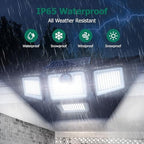 4500LM Solar Lights Outdoor, 4 Adjustable Heads Motion Sensor Lights, 3 Modes, 6500K, IP65 Waterproof Solar Security Wall Lights, Remote Control Flood Lights, Garden, Outside, Backyard, 2 Pack - Image 6
