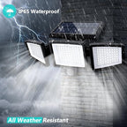 Tuffenough Solar Outdoor Lights 2500LM 210 LED Security Lights with Remote Control,3 Heads Motion Sensor Lights, IP65 Waterproof,270° Wide Angle Flood Wall Lights with 3 Modes(1 Packs) - Image 5